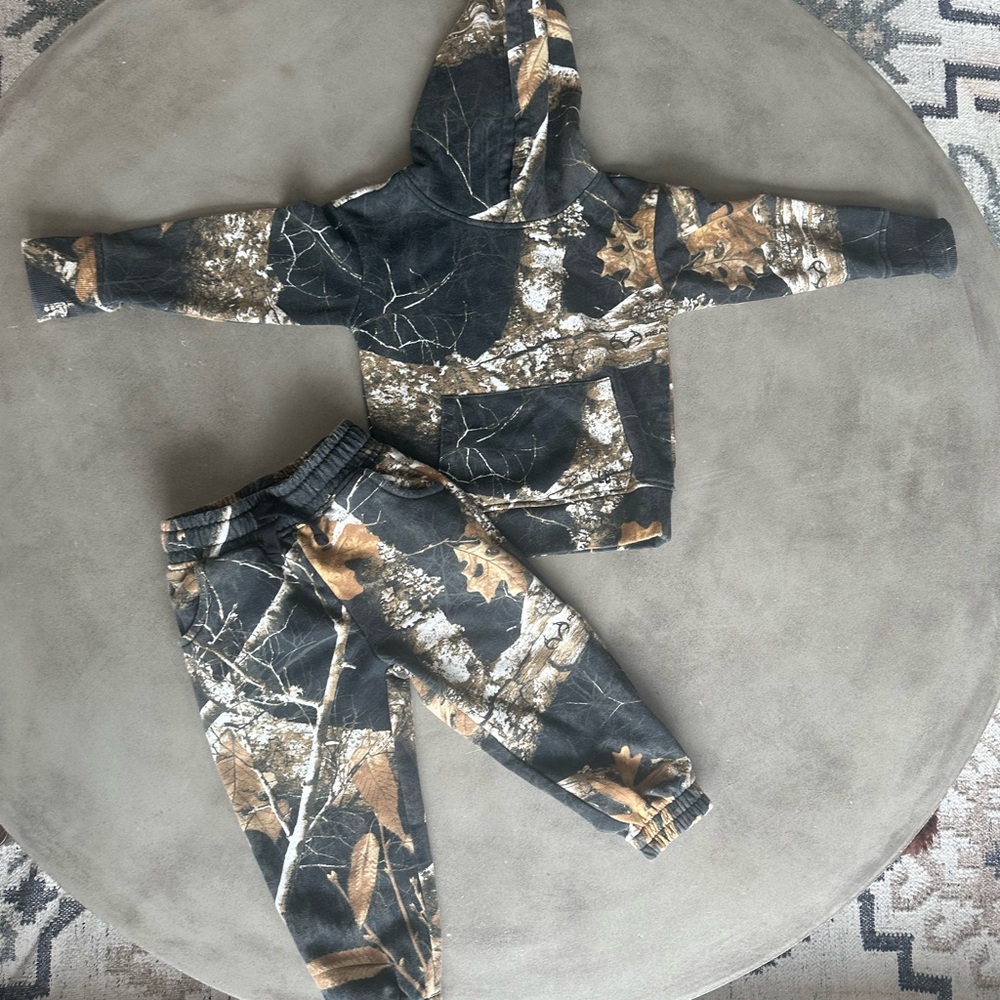 Little Bipsy Black and Cream Camo Sweatpants Set